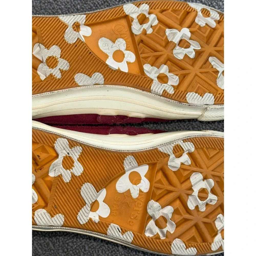 Converse Golf Le Fleur Sneakers M7 W9 Burgundy Red Low Top Suede Floral Rhubarb - Picture 11 of 11